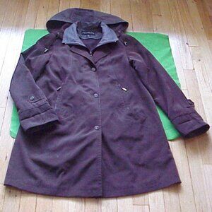 PORTRAIT Brown Rain jacket Coat zip up, removable hood & Lining Size XS/PS/Small